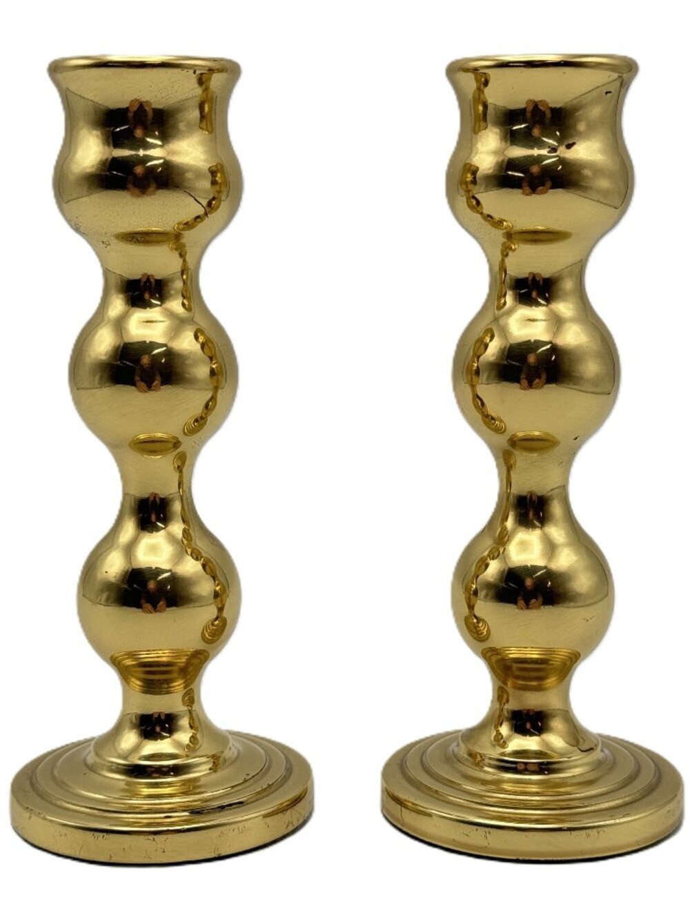 Brass Plated Candlestick Holders Heavy Felt Bottom 6" Made In Canada